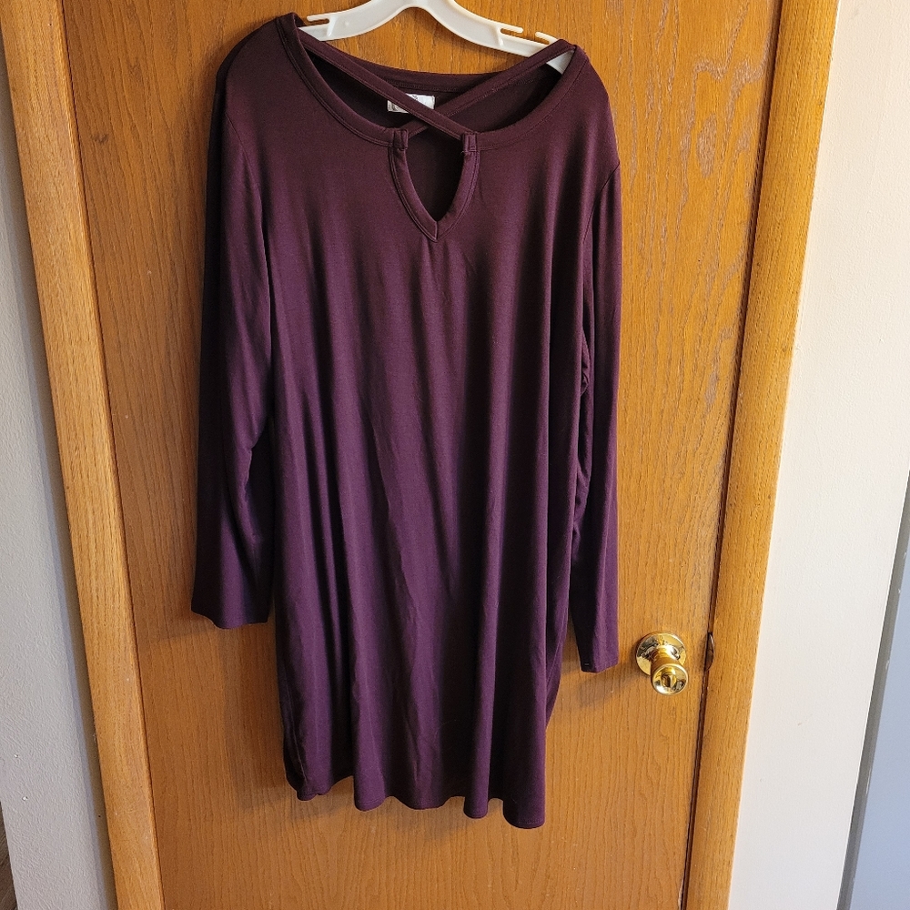 Plus size 24/7 lattice neck t-shirt dress